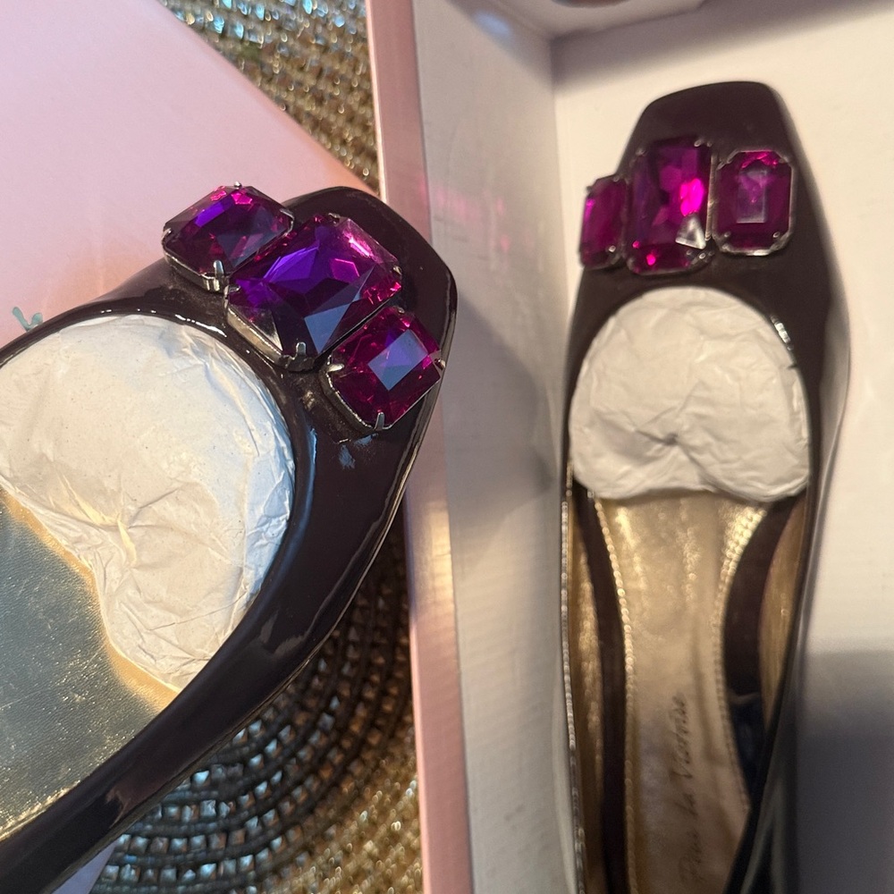 POUR LA VICTORIE Deep Purple, Embellished Jewelled Ballet Flats Size 6.5 M - Picture 8 of 8
